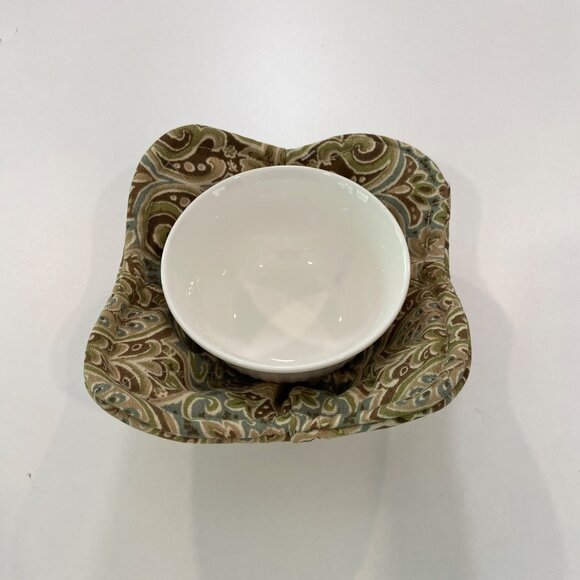Handmade Paisley Fabric Microwave Bowl Cozy & Mug Holder For Hot Beverages - Picture 2 of 9